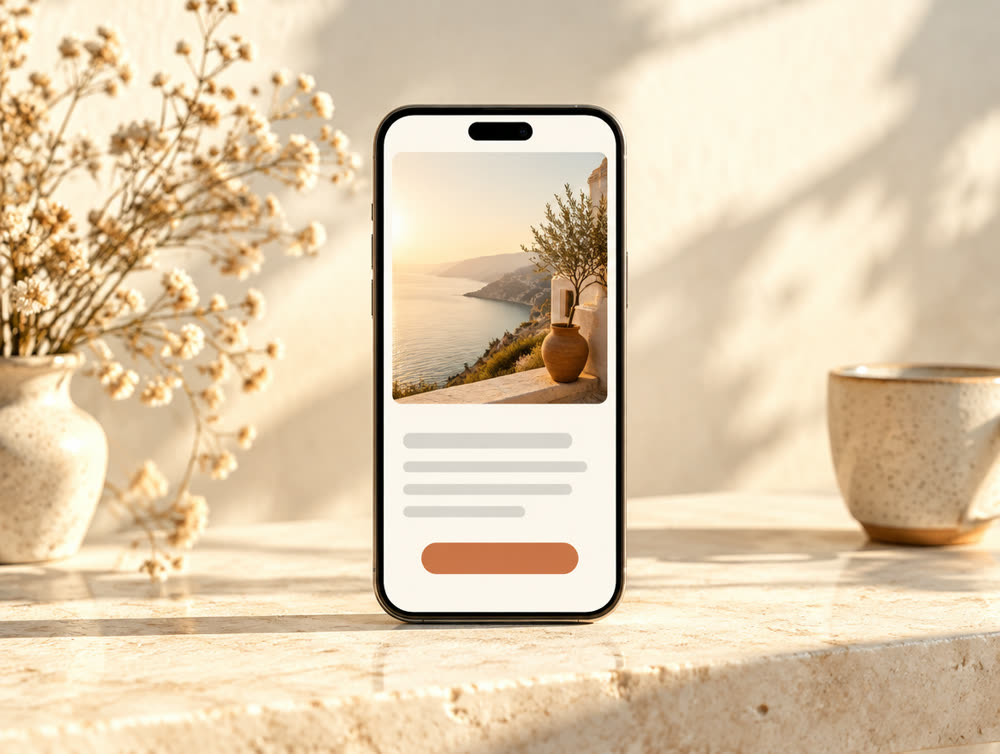 A single landing page on a phone